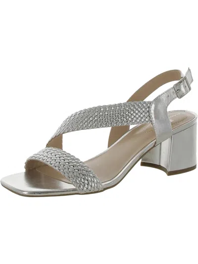 Shop Bandolino Mizzys 2 Womens Faux Leather Metallic Block Heels In Silver