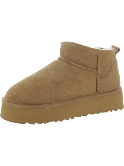 Ugg Classic Ultra Mini Platform Womens Suede Sherpa Ankle Boots In Pink