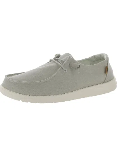 Shop Hey Dude Wendy Chambray Womens Canvas Comfort Slip-on Sneakers In Grey