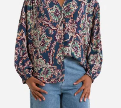 Shop See U Soon Olivia Floral Collared Blouse In Blue