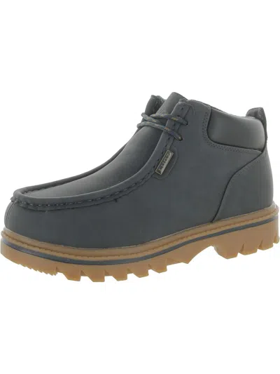 Shop Lugz Fring Mens Faux Leather Round Toe Booties In Blue