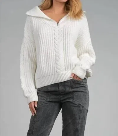 Shop Elan 1/2 Zip Cable Knit Sweater In White