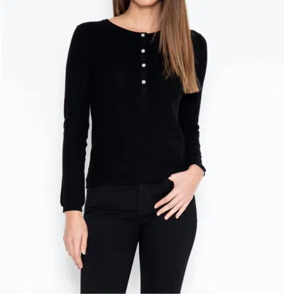 Shop One Grey Day Sterling Long Sleeve Henley Top In Black