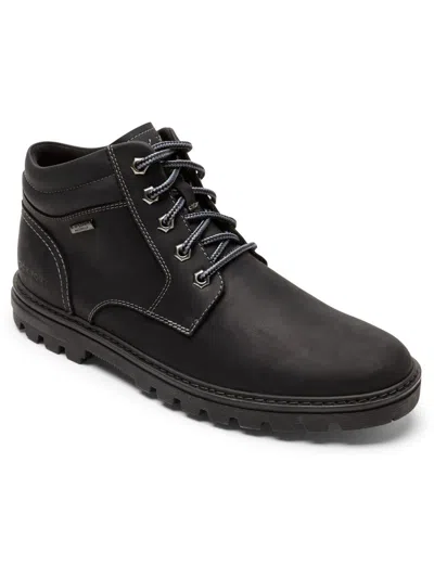 Shop Rockport Mens Leather Outdoor Ankle Boots In Black