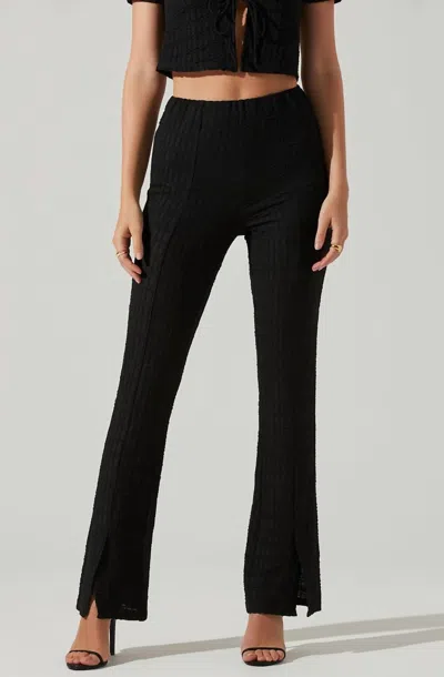 Shop Astr Textured Split Hem Pants In Black