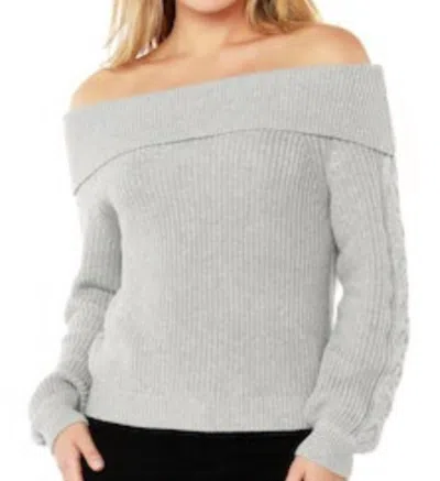 Shop Bobi Off The Shoulder Top In Heather Grey