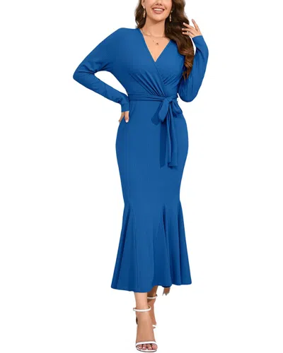 Shop Vera Dolini Midi Dress In Blue