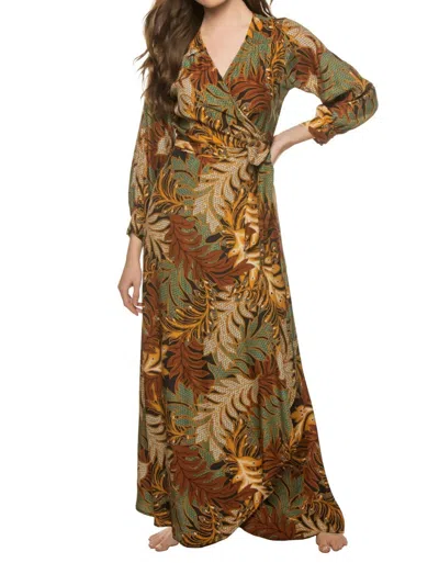 Shop Natalie Martin Kate Long Sleeve Dress In Jungle Print Moss Green In Multi