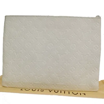 Pre-owned Louis Vuitton Pochette A4 White Canvas Clutch Bag ()