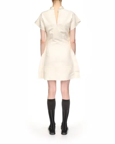 Shop Victoria Beckham Cap Sleeve Embroidered Mini Dress In White