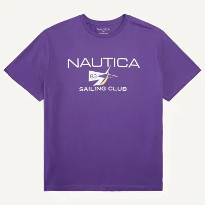 Shop Nautica Mens Big & Tall Sustainably Crafted Logo Graphic T-shirt In Purple