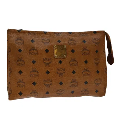 Shop Mcm Visetos Canvas Clutch Bag () In Brown