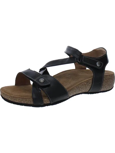 Shop Taos Grenada Womens Leather Adjustable Wedge Sandals In Black