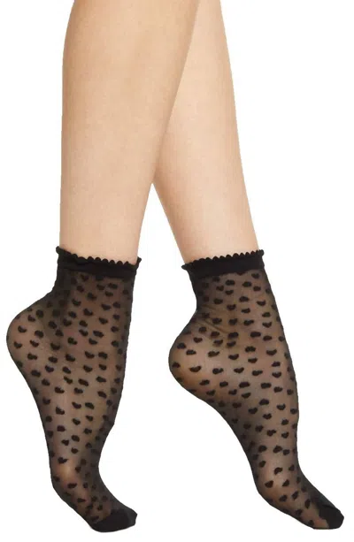 Shop Pretty Polly Women's Sheer Heart Anklet Socks In Black