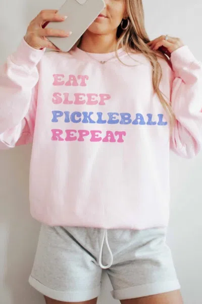 Shop Wknder Eat Sleep Pickleball Sweatshirt In Pink
