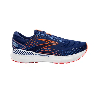 Shop Brooks Men's Glycerin Gts 20 Running Shoes In Blue Depths/palace Blue/orange In Multi