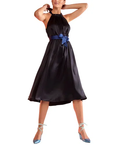 Shop Cynthia Rowley Salerno Silk Halter Midi Dress In Black