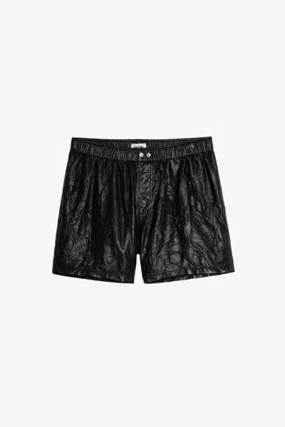 Shop Zadig & Voltaire Women's Crinkled Leather Shorts In Black