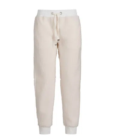 Shop Parajumpers Women's Kiri Brushed Cotton And Sherpa Joggers In Cream In White