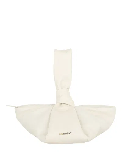 Ambush Twist Top Leather Handle Bag In White