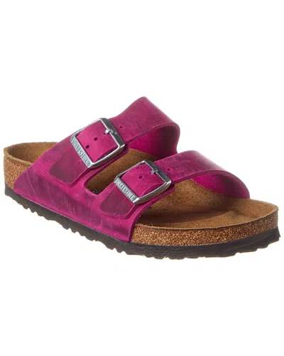 Shop Birkenstock Arizona Bs Leather Sandal In Purple