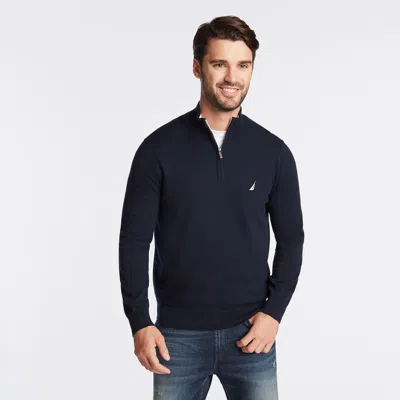 Shop Nautica Mens Big & Tall Navtech Quarter-zip Sweater In Blue