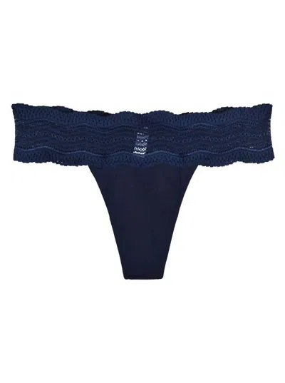 Cosabella Women's Dolce Thong Panty In Navy Blue In Blue