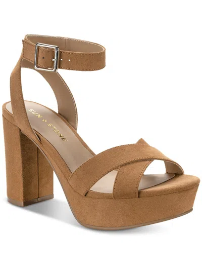 SUN + STONE LILLAH WOMENS FAUX LEATHER HEELS 