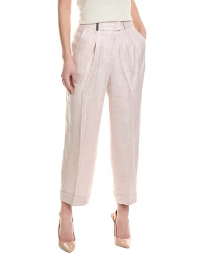 Shop Peserico Womens Linen-blend Pant, 38, Pink
