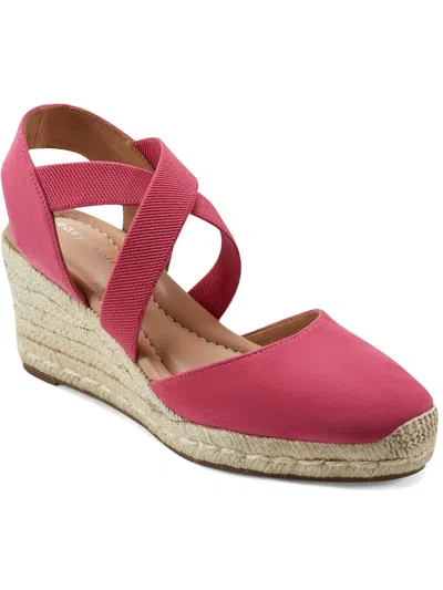 Shop Easy Spirit Meza Womens Leather Suede Wedge Sandals In Pink