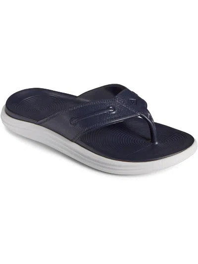 Shop Sperry Windward Womens Faux Leather Solid Thong Sandals In Blue