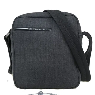 Shop Prada Messenger Canvas Shoulder Bag () In Black