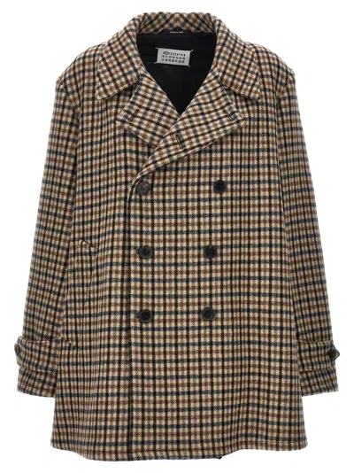 Shop Maison Margiela Double-breasted Check Coat Coats, Trench Coats Multicolor