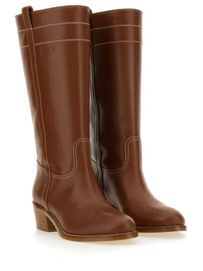 Shop Fay Leather Boot In Brown
