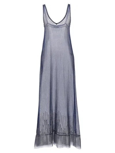 Shop Rabanne Studded Mesh Dress Dresses Blue