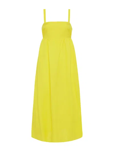 Shop L Agence Jessamy Linen-blend Maxi Dress In Laser Lemon