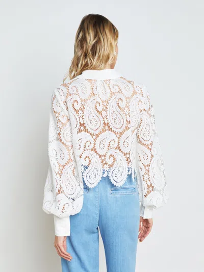 Shop L Agence Odelia Lace Blouse In White