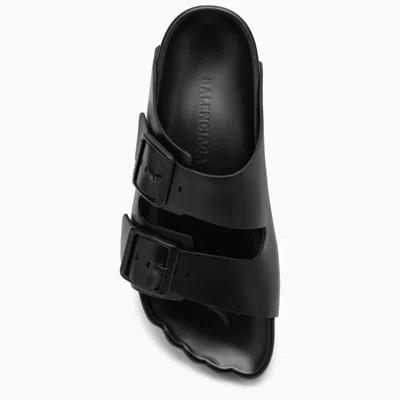 Shop Balenciaga Black Leather Sunday Sandal Men
