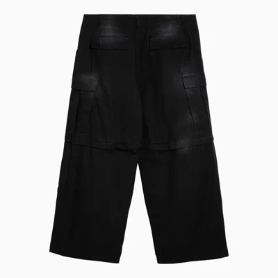 Shop Balenciaga Black Washed Convertible Cargo Trousers Men