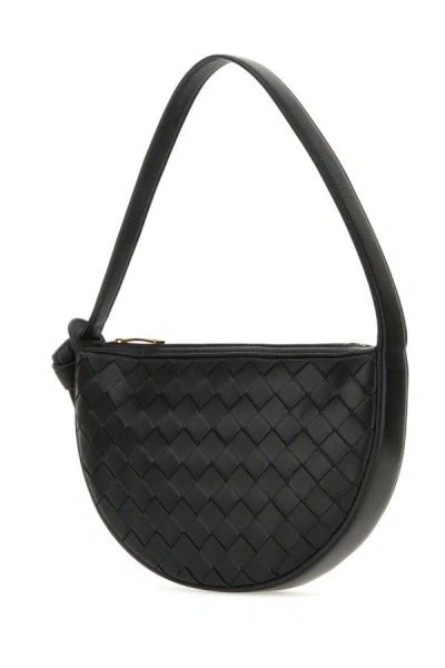 Shop Bottega Veneta Woman Black Leather Shoulder Bag