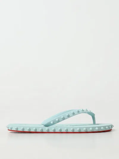 Shop Christian Louboutin Flat Sandals Woman Gnawed Blue Woman