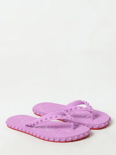 Shop Christian Louboutin Flat Sandals Woman Pink Woman