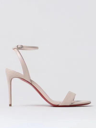 Shop Christian Louboutin Heeled Sandals Woman Natural Woman In Cream