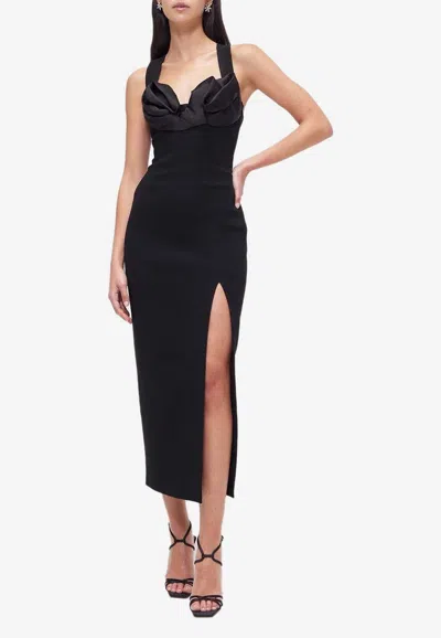 Rachel Gilbert Alaric Cutout Crepe Gown In Black