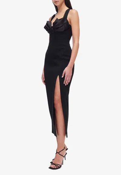 Rachel Gilbert Alaric Cutout Crepe Gown In Black