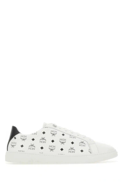 Shop Mcm Men Printed Canvas Terrain Sneakers In White