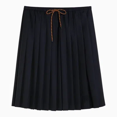 Shop Miu Miu Blue Wool Pleated Skirt Women