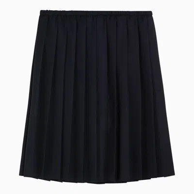 Shop Miu Miu Blue Wool Pleated Skirt Women