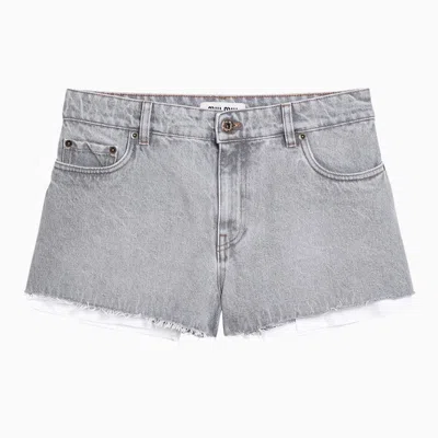 Shop Miu Miu Grey Denim Shorts Women In Gray