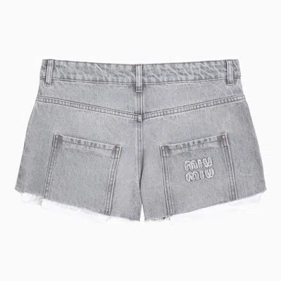 Shop Miu Miu Grey Denim Shorts Women In Gray